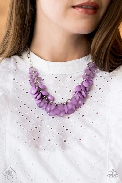 Colorfully Clustered-Purple Necklace