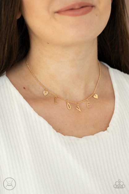 Love Conquers All-Gold Choker Necklace