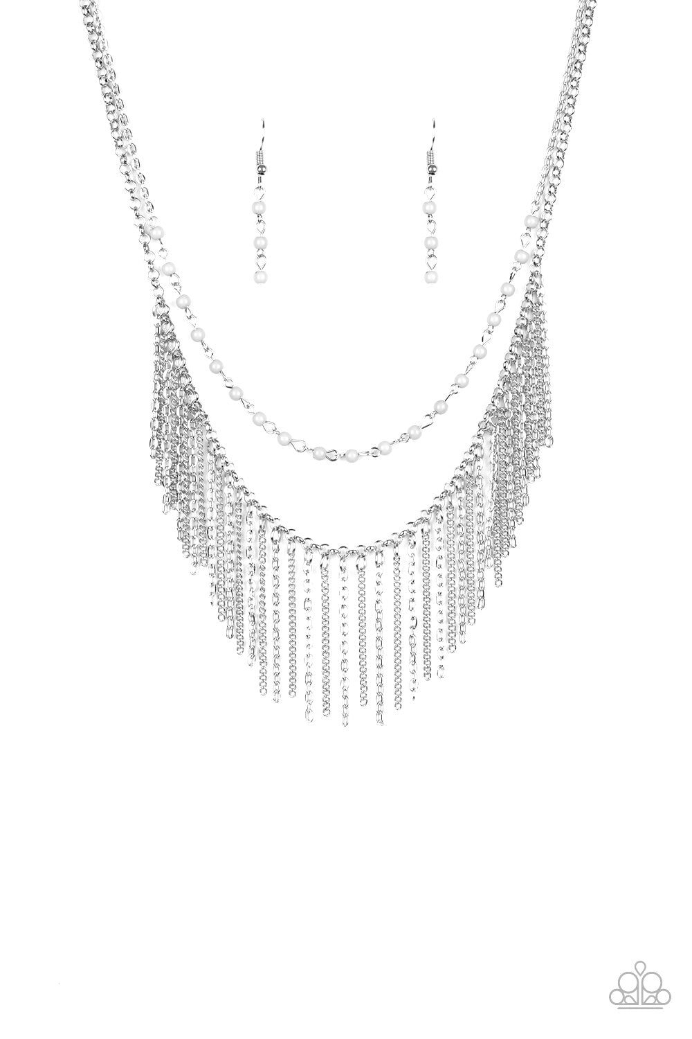 Fierce In Fringe-Silver Necklace