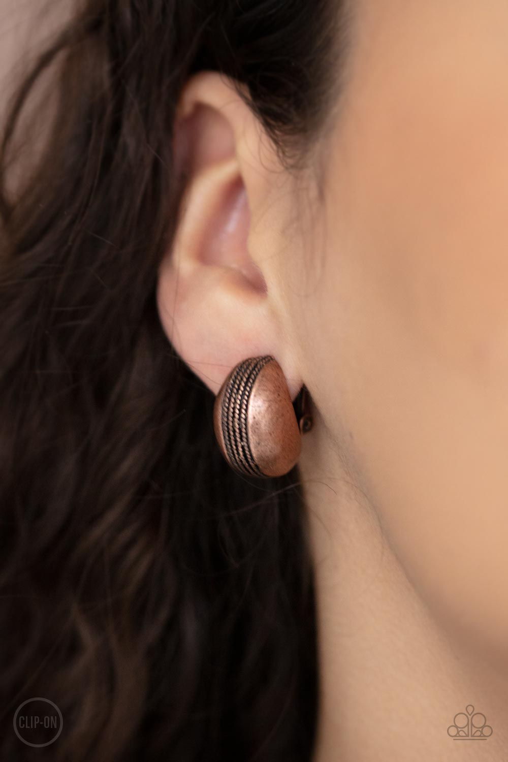 Classic Curves-Copper Clip-On Earring