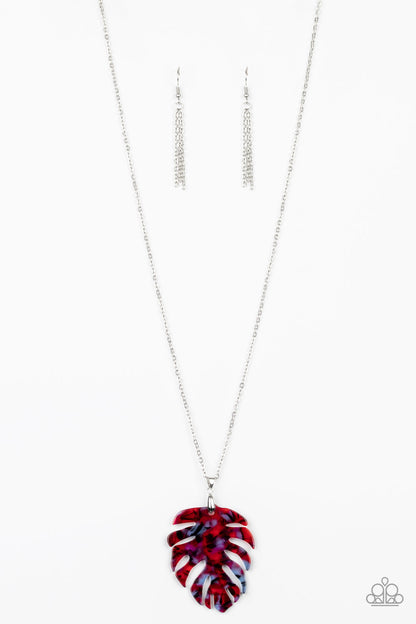 Pristmatic Palms-Red Necklace