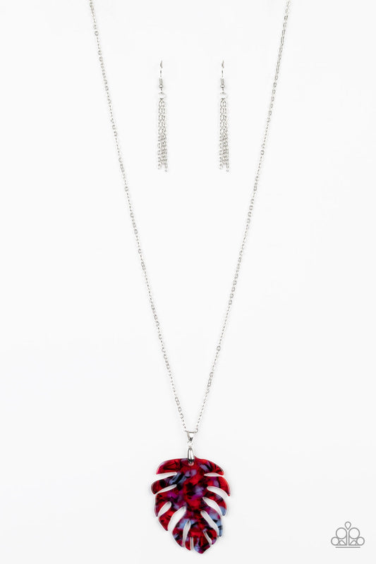 Pristmatic Palms-Red Necklace