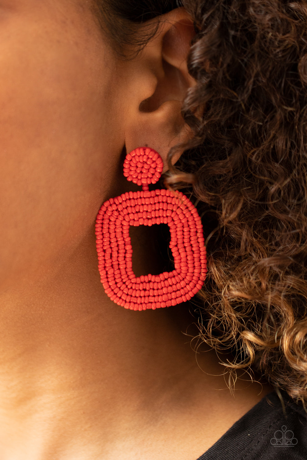 Beaded Bella-Red Post Earring