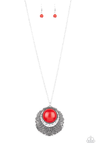 Medallion Meadow-Red Necklace