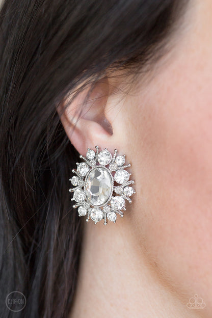 Serious Star Power-White Earring Clip-On