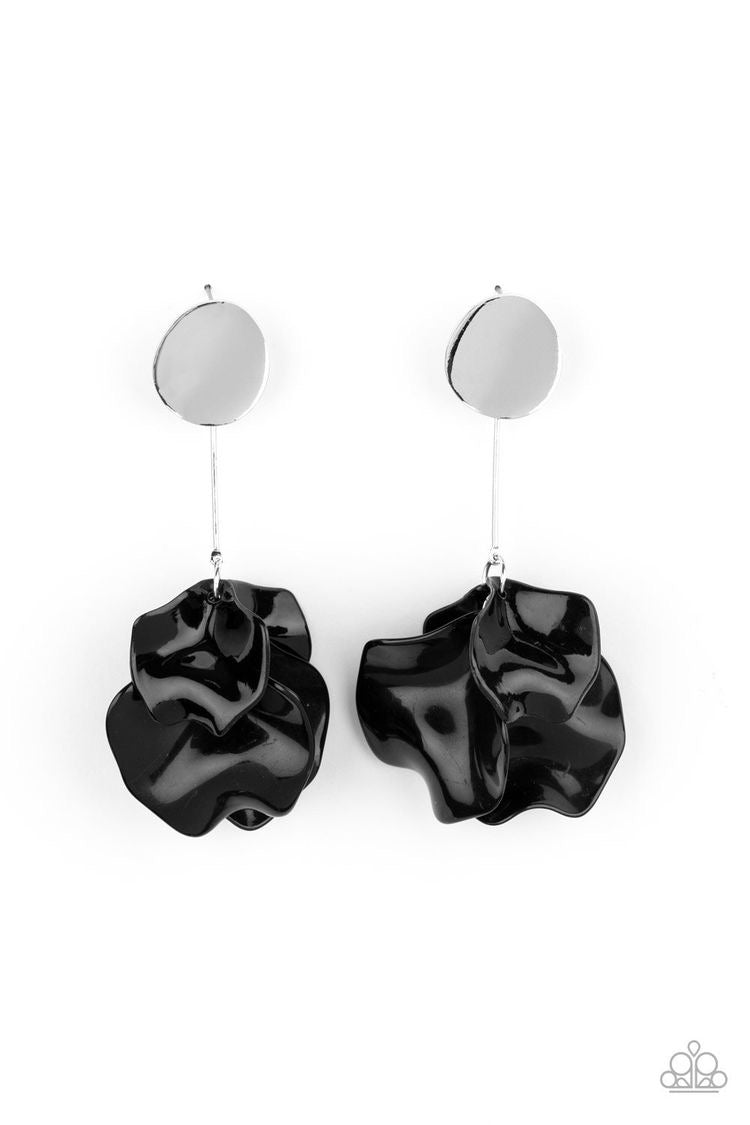 Petal Pathways-Black Post Earring